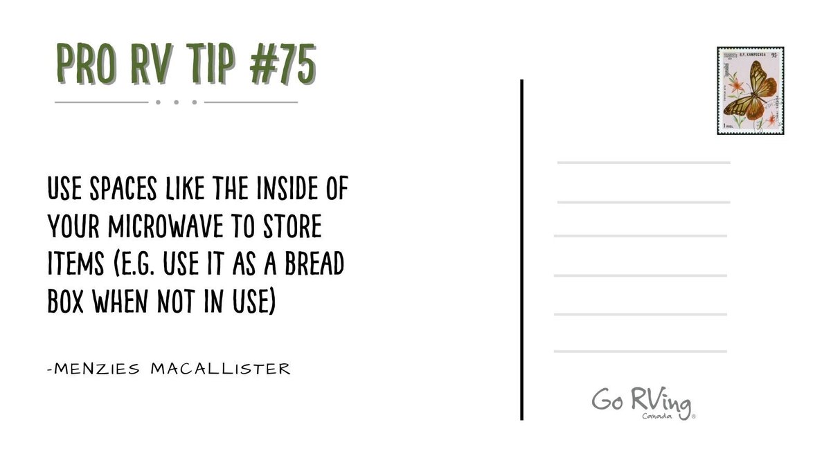 Every little bit of storage helps!

Thank you Menzies!

#ProTipTuesday #GoRVingCanada
#RVLife #RVLifestyle