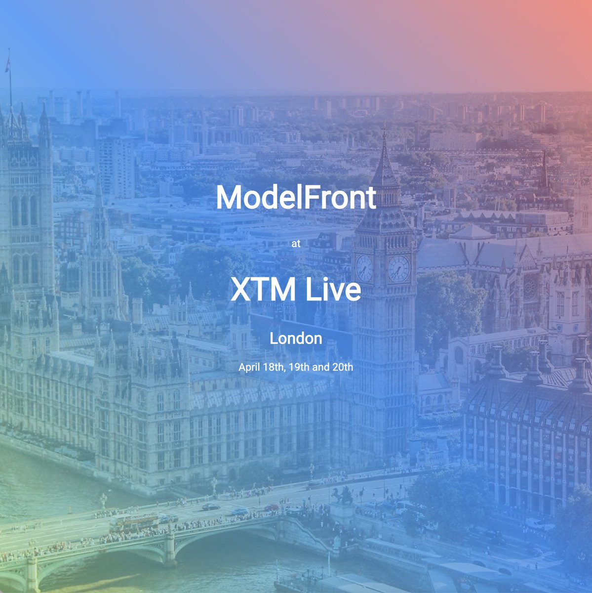 🇬🇧 In London?  Want to learn more about machine translation quality prediction?

Meet the ModelFront team in London this week for XTM Live, the <a href="/machtranslate/">The Machine Translate Foundation</a> meetup and LocLunch