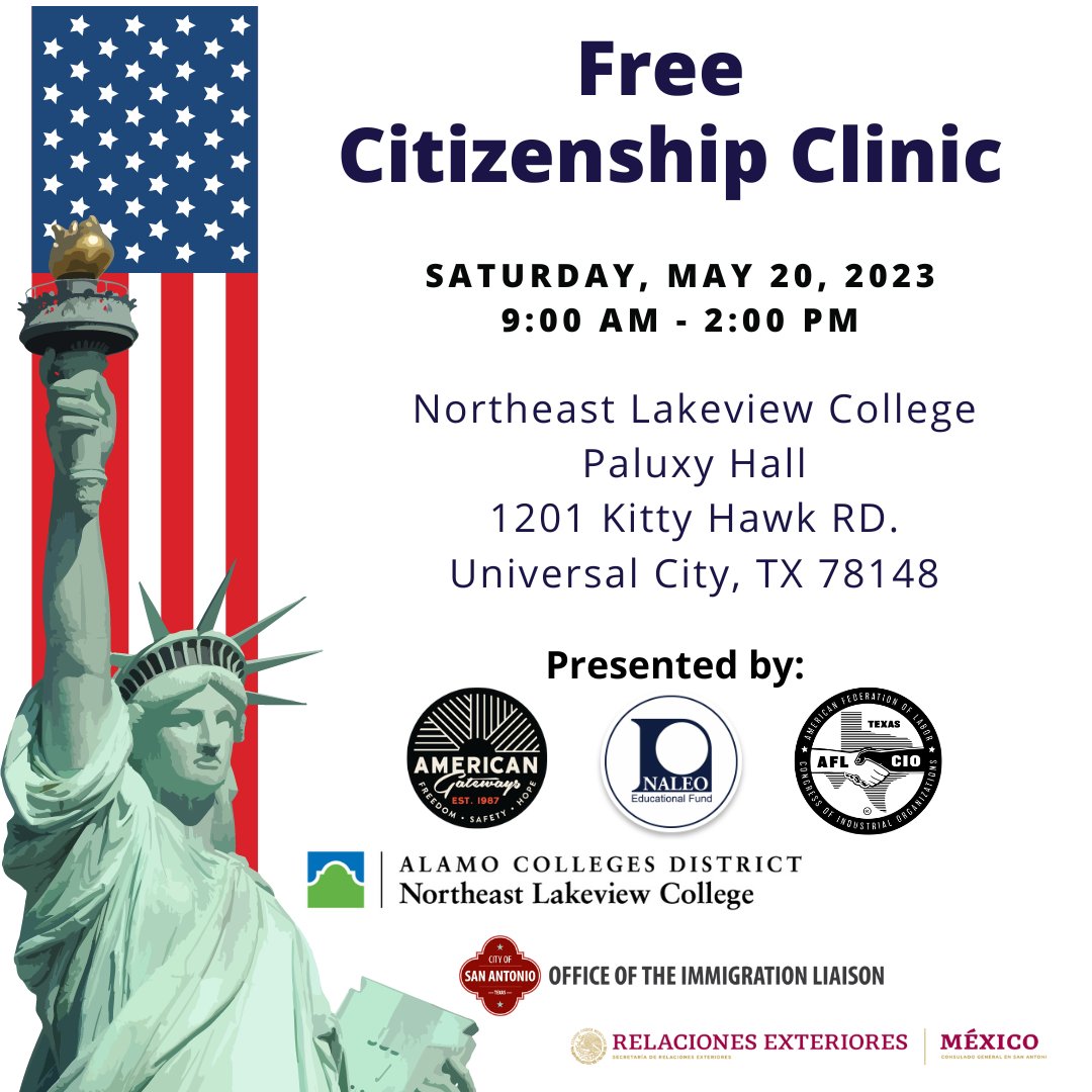 setc_alamo's tweet photo. Free Citizenship Clinic! See flyer for more details. https://t.co/Flft3O1lvz