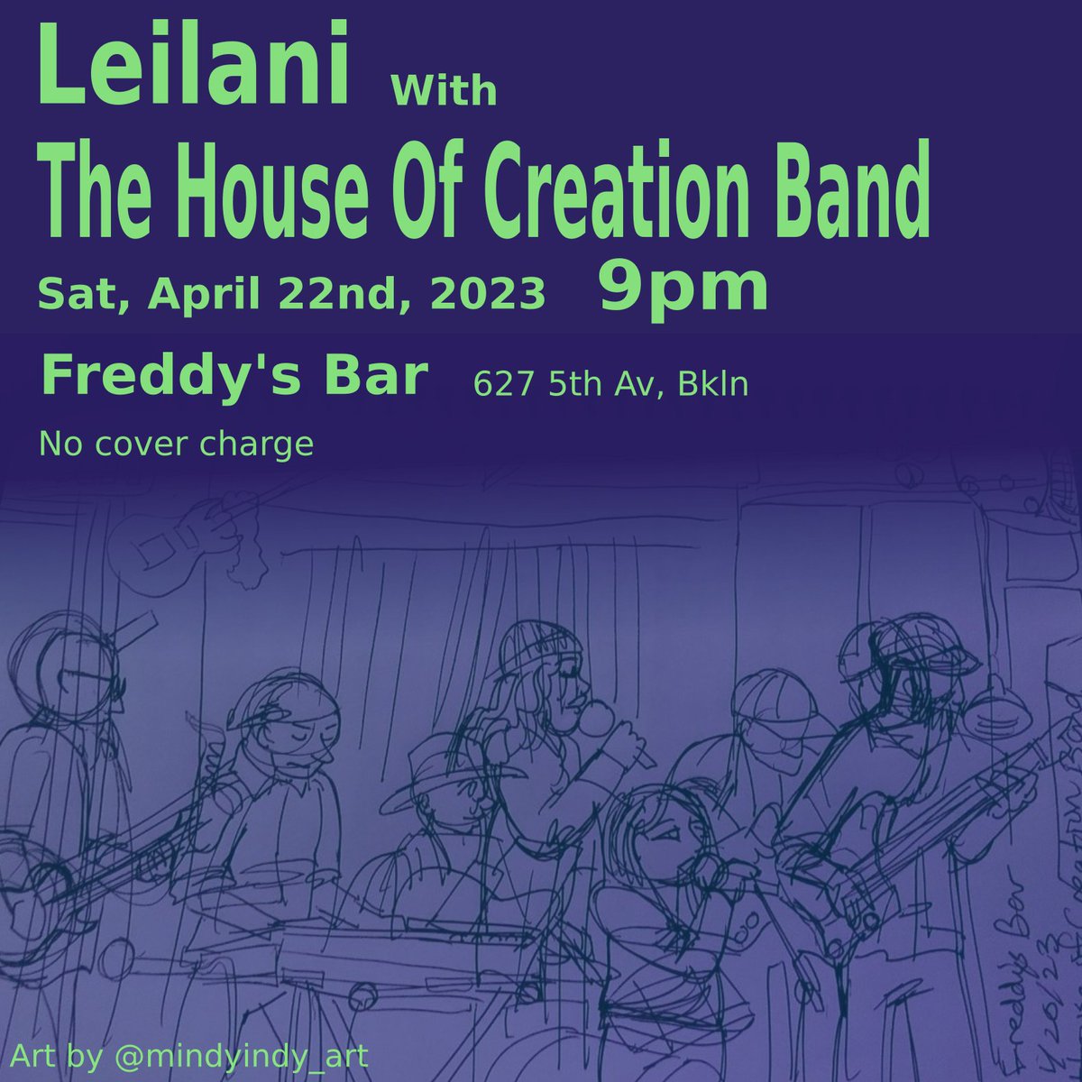 smondet's tweet photo. Leilani &amp; The House Of Creation, this Saturday 9pm at @FreddysBar1 https://t.co/A58FgioIXR