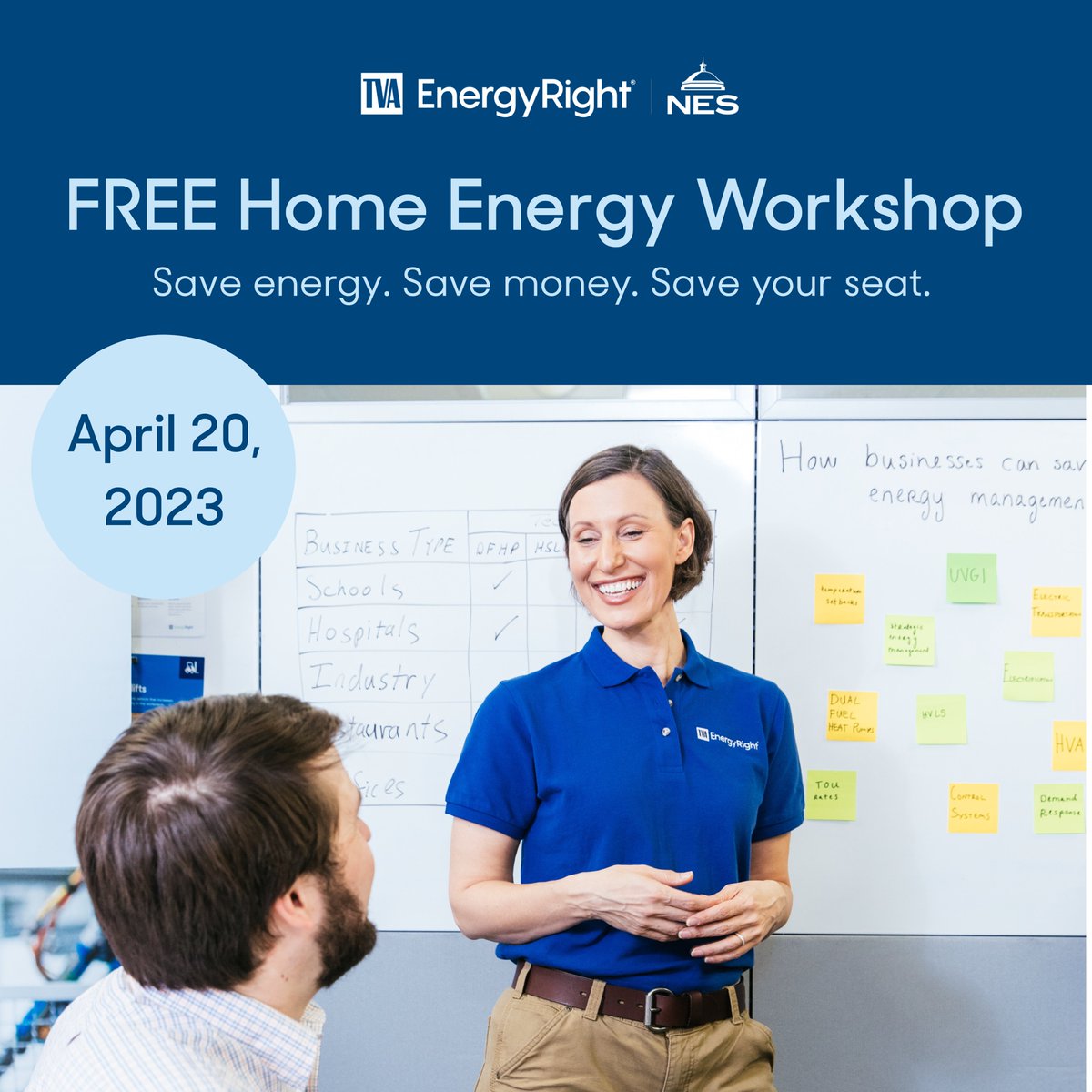 Join NES and TVA EnergyRight for a FREE Home Energy Workshop at the Hermitage Community Center, 3720 James Kay Lane, on Thursday (4/20) from 6-7:30 p.m. Learn easy, energy-efficiency improvements anyone can do at home. Attendees will receive a FREE energy savers kit valued at