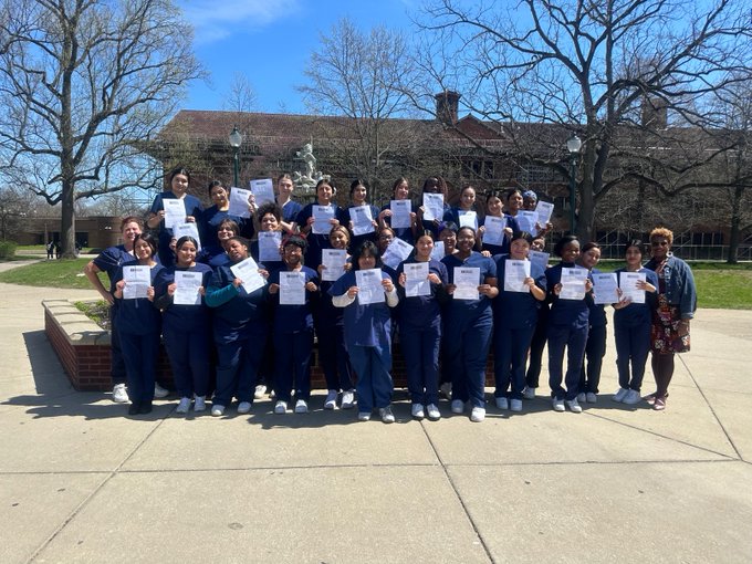 Today we had 28 Titans take their certification exam. We are proud to announce that all 28 students pass their certification exam. Thank you to our instructors Ms. Mccroy, Ms. Adams, and Hardon Education Institute.  Congrats  CNA students!!  🎉 💚🤍 #WeAreTitans #ChooseTech