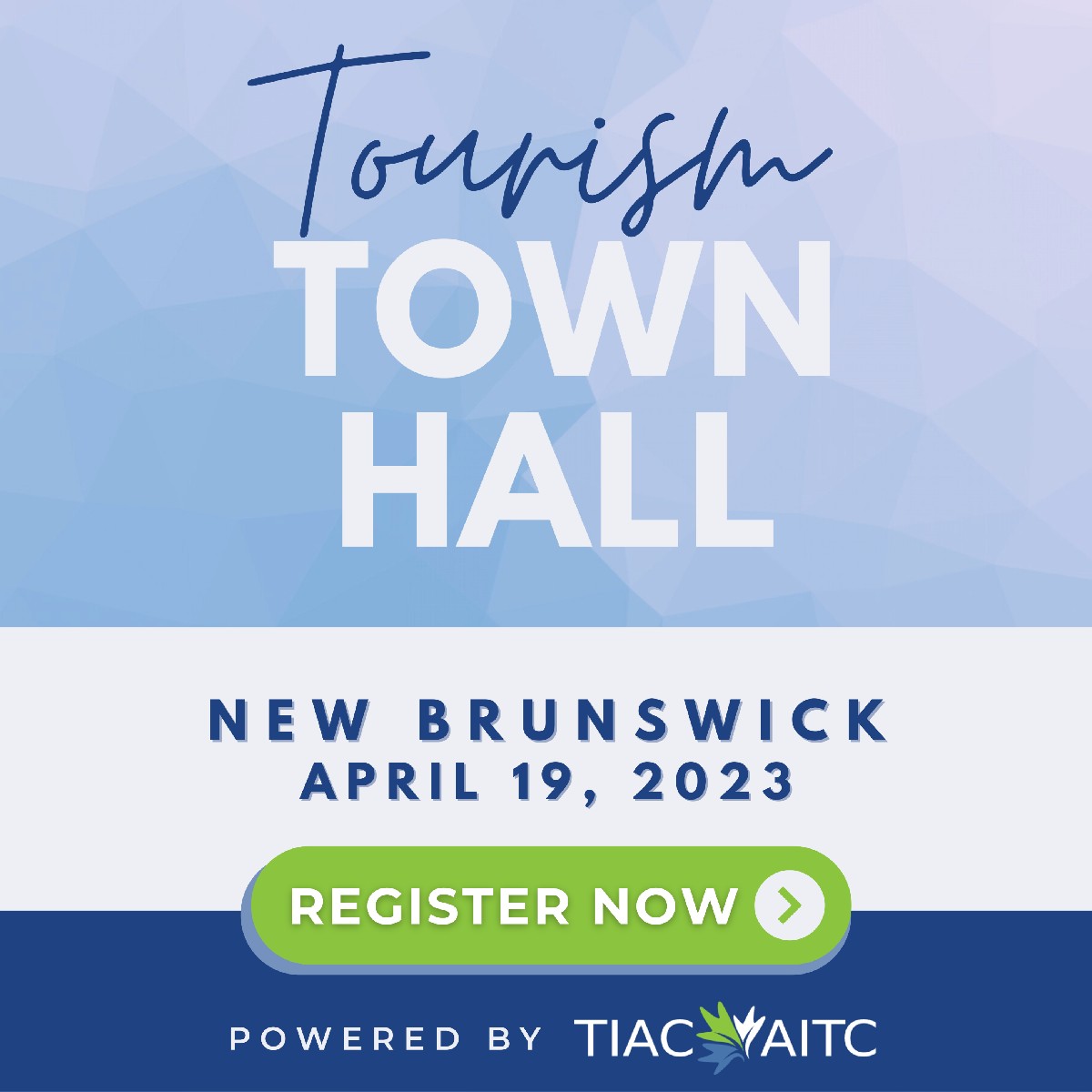 You’re invited to a #TourismTownHall! An industry-wide event delivered by TIAC. Tara Saunders, Director of Business Development of ITAC, will be sharing ITAC’s Indigenous tourism priorities for growth towards its 2030 goals.

Register now - bit.ly/TIACTownHall-NB

#TourismCounts