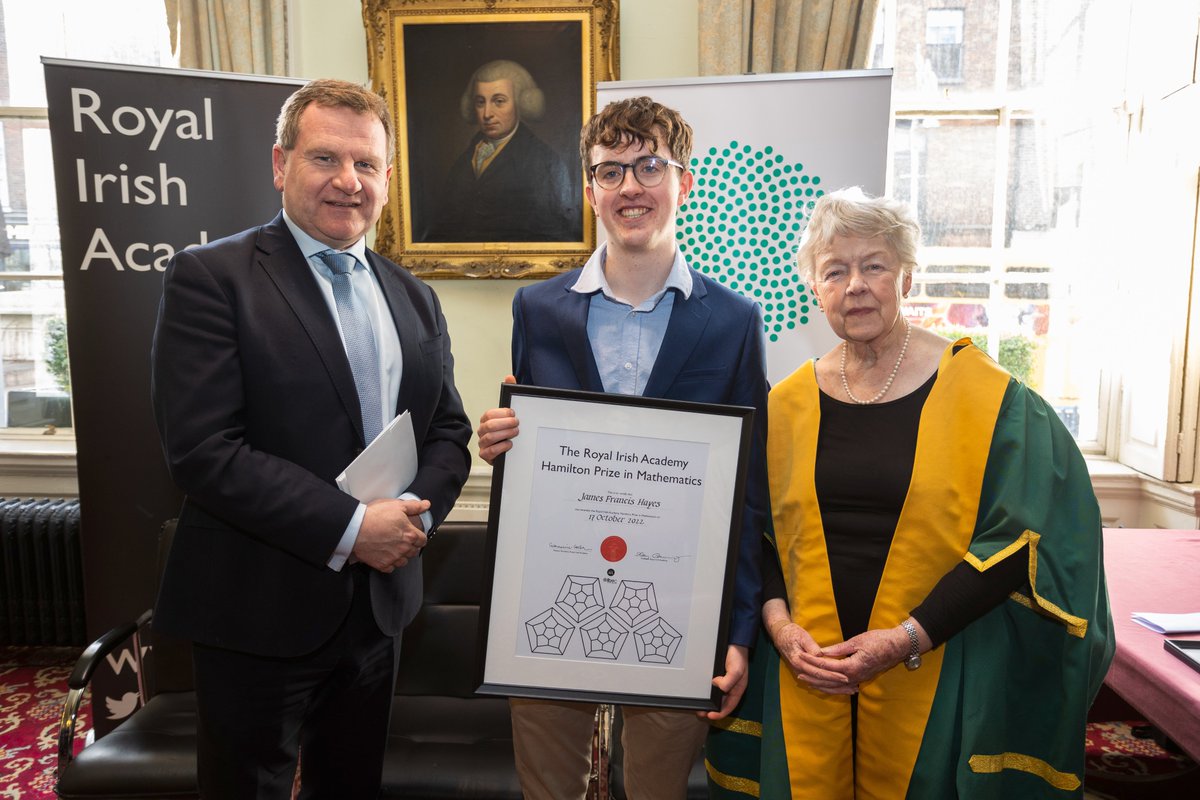 Maths, University of Galway (@unigalwaymaths) on Twitter photo Congratulations to James Hayes who was awarded the
2022 <a href="/RIAdawson/">Royal Irish Academy</a> Hamilton Prize for Mathematics for University of Galway. James received his prize from Dr Mary Canning, President of the Royal Irish Academy. Congratulations to James Hayes who was awarded the
2022 <a href="/RIAdawson/">Royal Irish Academy</a> Hamilton Prize for Mathematics for University of Galway. James received his prize from Dr Mary Canning, President of the Royal Irish Academy.