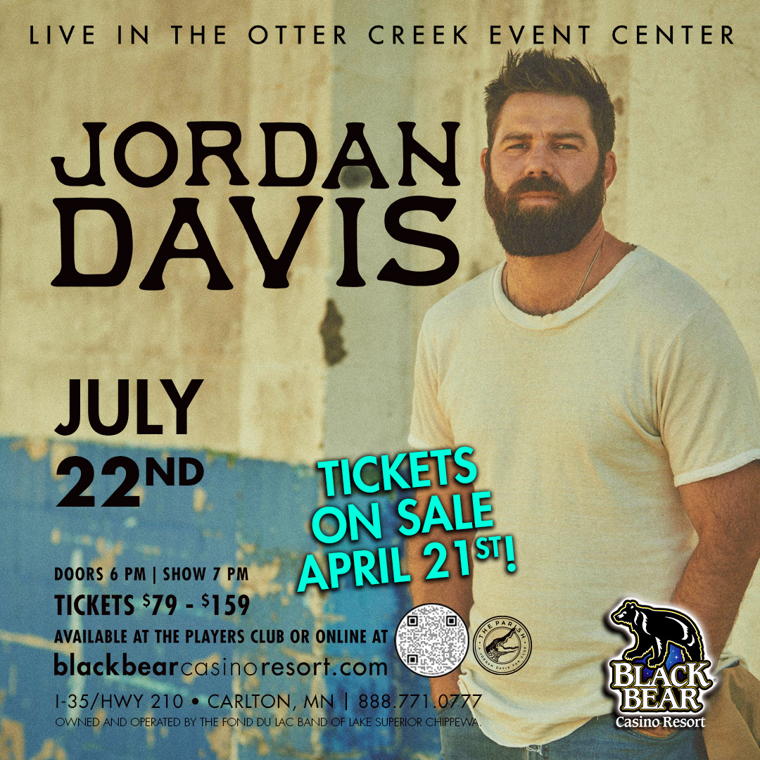 We're keeping the country fire burning at the Bear with JORDAN DAVIS!! 📷 Live in the Otter Creek Event Center July 22nd! Tickets on sale April 21st! #MyPlaceForEntertainment #BBCR #OtterCreekEventCenter #livemusic #MyPlaceForAShow #country @jordandavisofficial #jordandavis