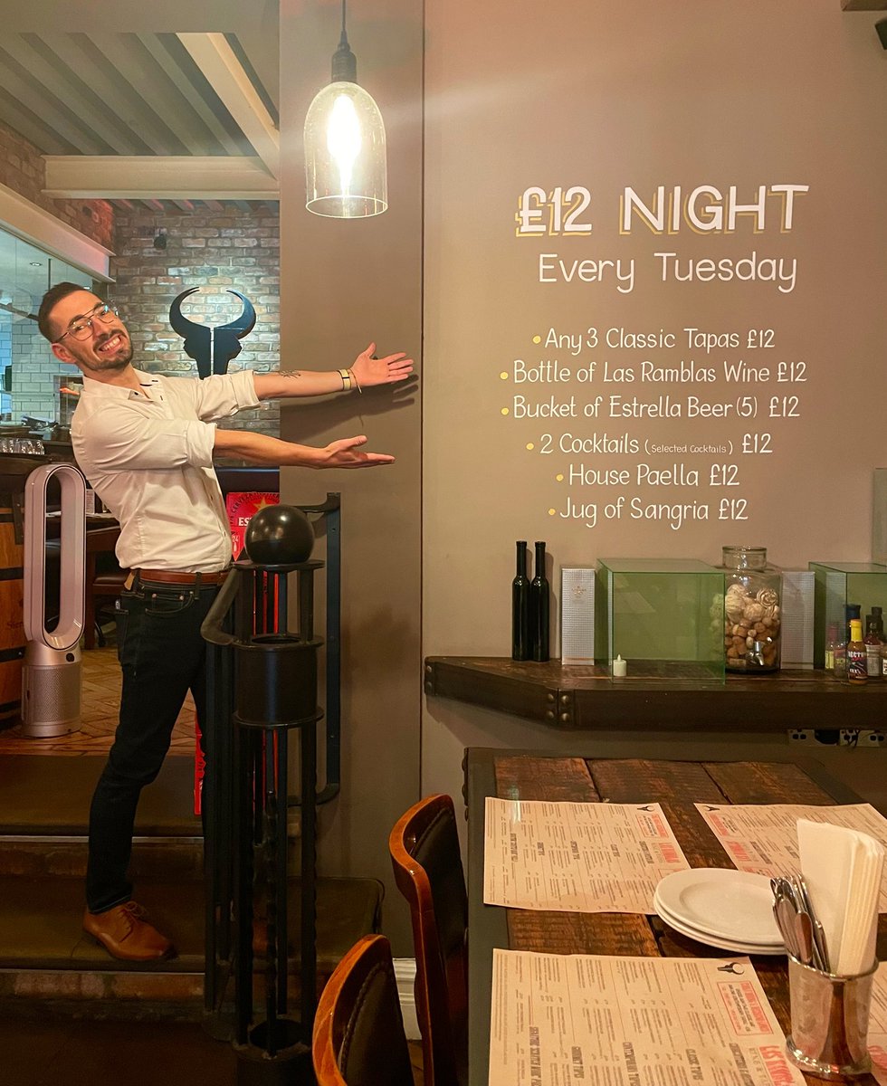 🇪🇸 £12 #TUESDAY 🇪🇸

Every week at Las Ramblas. 
Which will you choose?

🇪🇸Any 3 Classic Tapas - £12
🇪🇸Bottle of Las Ramblas Wine - £12
🇪🇸Bucket of Beers (5) - £12
🇪🇸2 Selected Cocktails - £12
🇪🇸House Paella - £12
🇪🇸Jug of Sangria - 12

LasRamblasWineandTapas.co.uk
01925 654199