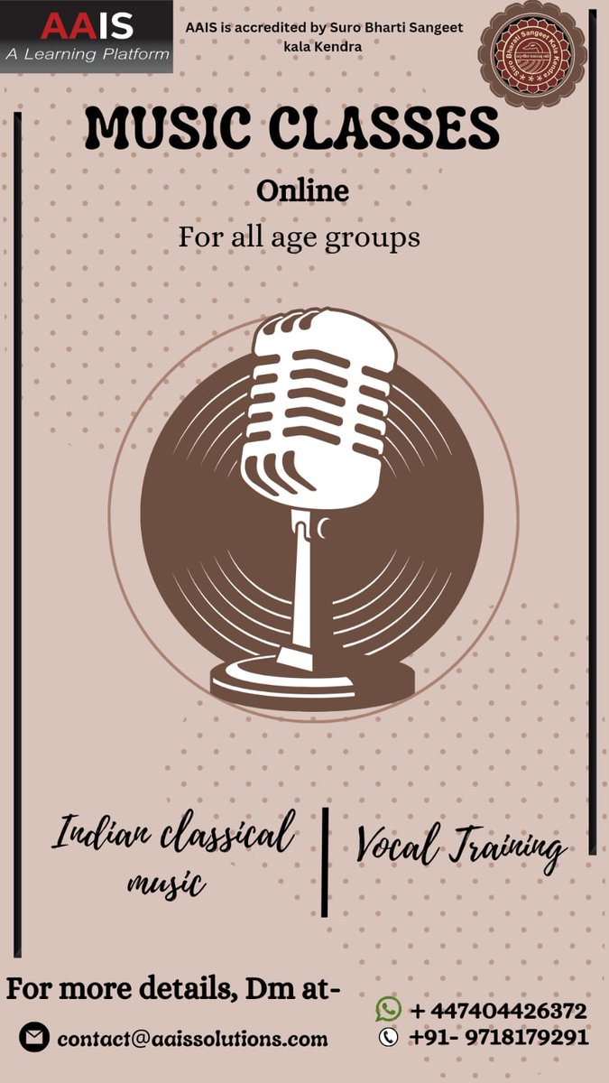 aaislearning's tweet photo. Transform your passion for music into a lifelong skill with our online music classes. 

Book a free demo session today and start your journey with AAIS.
https://t.co/b9Jo81b16a

#vocallearning #music #learning #learn #aaislearning #vocal #music #musical #musiclearning https://t.co/1NPkNsYBJP