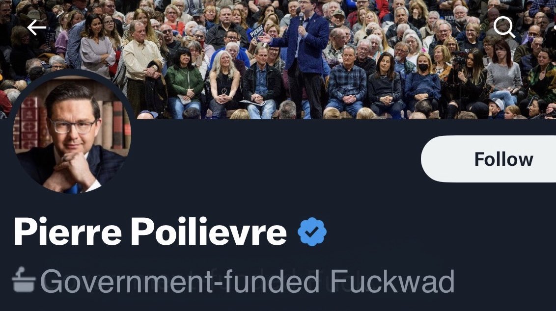 KNugent4118's tweet photo. @CBCNews @roulinski Twitter needs to put this label on Poilevres account. 
He's the Gatekeeper he keeps warning us of. 
#ISupportCBC https://t.co/2dvGA7bFuW