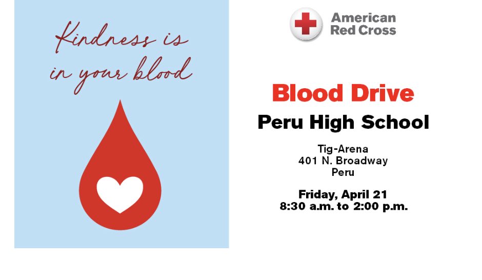 Amy Lancaster (@lanksa6) on Twitter photo Blood Drive Friday 4/21 at PHS. <a href="/PeruHighSchool/">Peru Junior Senior High School</a> Please sign up to donate Blood Drive Friday 4/21 at PHS. <a href="/PeruHighSchool/">Peru Junior Senior High School</a> Please sign up to donate