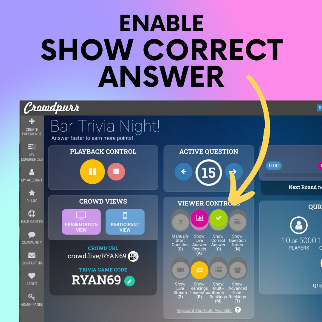 crowdpurr's tweet photo. NEW FEATURE ✨ Get ready to be amazed! Our #trivia app's new effects and animations add fun and flair to every game!
Learn more 👉️ https://t.co/4G2ammVmr0
#trivianight #game #games #quiz #pubtrivia #triviahost #eventhost #events #gamification #triviathursday #trivialpursuit https://t.co/G1xxTTek5U