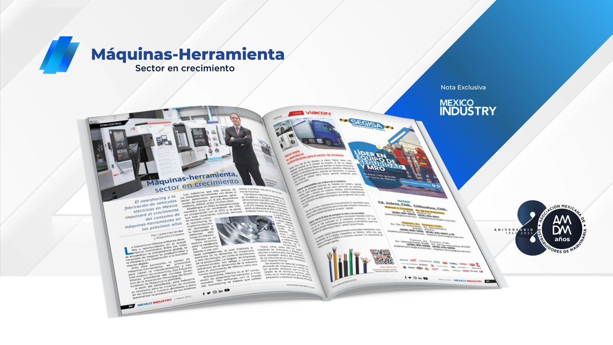 AMDM_MX's tweet photo. En portada del mes de marzo de @mexicoindustry: Eduardo Villalaz, presidente de la Asociación Mexicana de Distribuidores de Maquinaria. 

¡Agradecemos a la revista Mexico Industry por la cobertura y los invitamos a leer la nota completa en línea!
👉 https://t.co/8yXVOkjuAb https://t.co/c625qnezxv