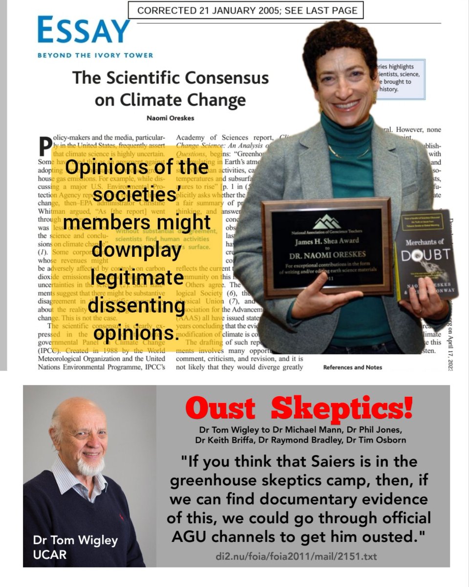 DawnTJ90's tweet photo. Fact Check: TRUE โ
@NaomiOreskes accidently stumbled across the truth - but she doesn't seem to realize that it's true.
#ClimateCult โ
#ClimateScam โ
#ClimateCabal โ
cc: @GeraldKutney @NASAGISS @NOAA https://t.co/0ZNzLfQynv