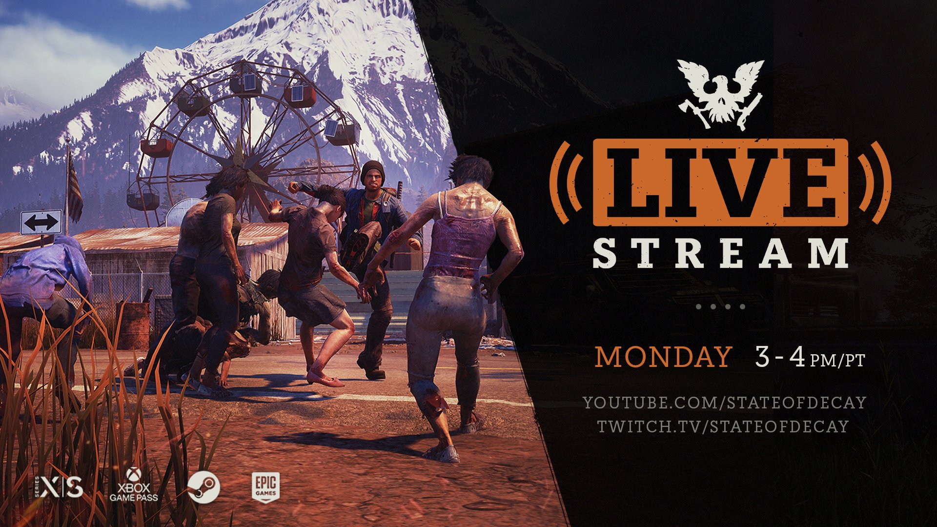 State Of Decay on X: Don't forget to tune in today as Joe Swarner and  special guest Zoe McClatchey, Senior Gameplay Engineer, as they play Lethal  in Trumbull Valley on the PTR