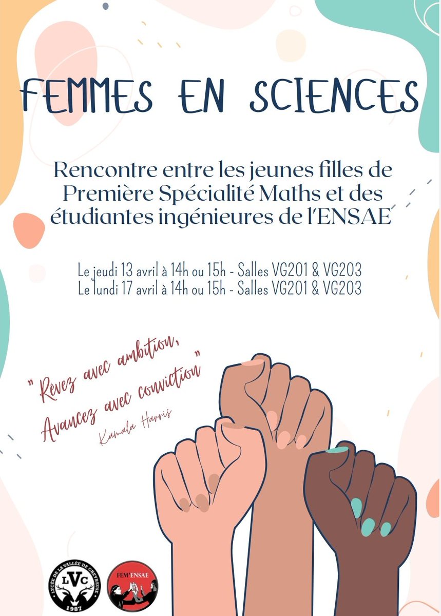 Lahaye_L's tweet photo. Rencontres "Femmes en sciences" pour toutes les jeunes filles de Première #SpeMaths du Lycée de la Vallée de Chevreuse, par l'association Fem'Ensae
@ENSAEparis https://t.co/5KiklPOvOe
