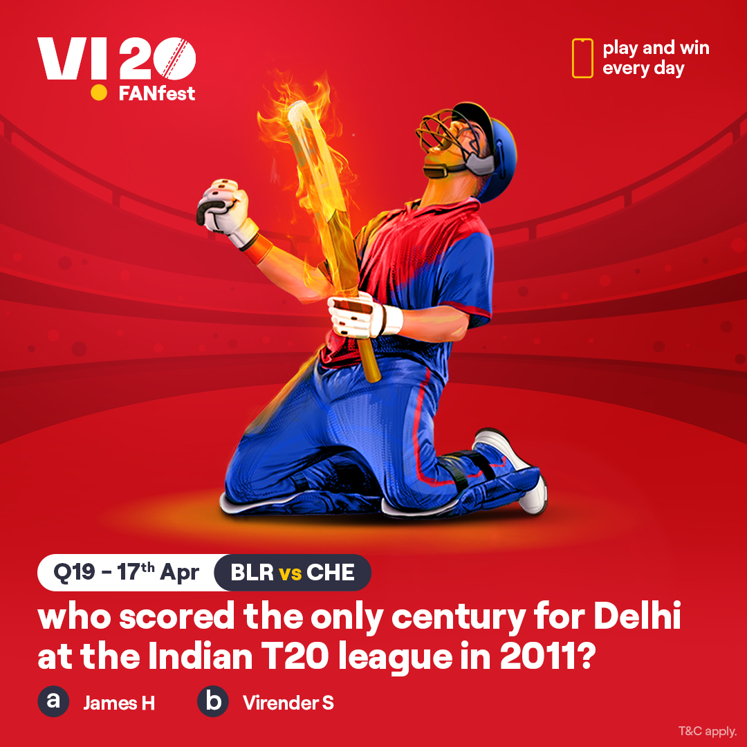 ViCustomerCare's tweet photo. Here’s your chance to win the hottest prizes. Comment #Vi20FANFest with the right answer to all the questions today and stand a chance to win big – a📱every day. The one who gets the most questions right this season will get 2 tickets to the finale. #ContestAlert #Cricket https://t.co/KRo2pMdphJ