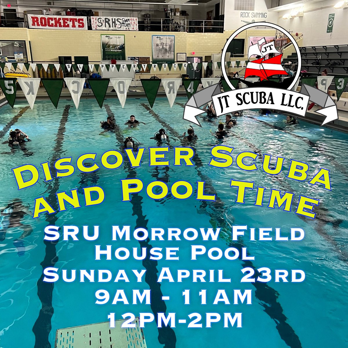 JTScubaLLC's tweet photo. Sunday try scuba diving for $30.  Just bring your swimsuit and towel. 

Two opportunities 9 am - 11 am and 12 pm-2 pm. 

If you are a certified diver $20 for pool time. Please let us know if you need rentals.

724-713-3863 https://t.co/1unx1pDkxD