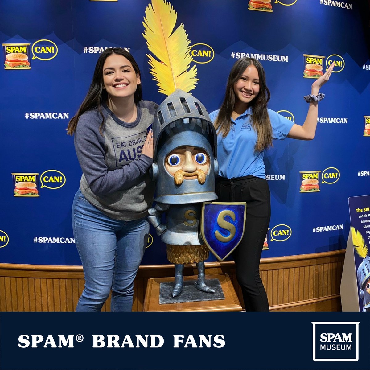 We love taking photos with the SIR CAN-A-LOT™ statue! In the museum, he looks quite tall, but he’s really only the size of an egg.