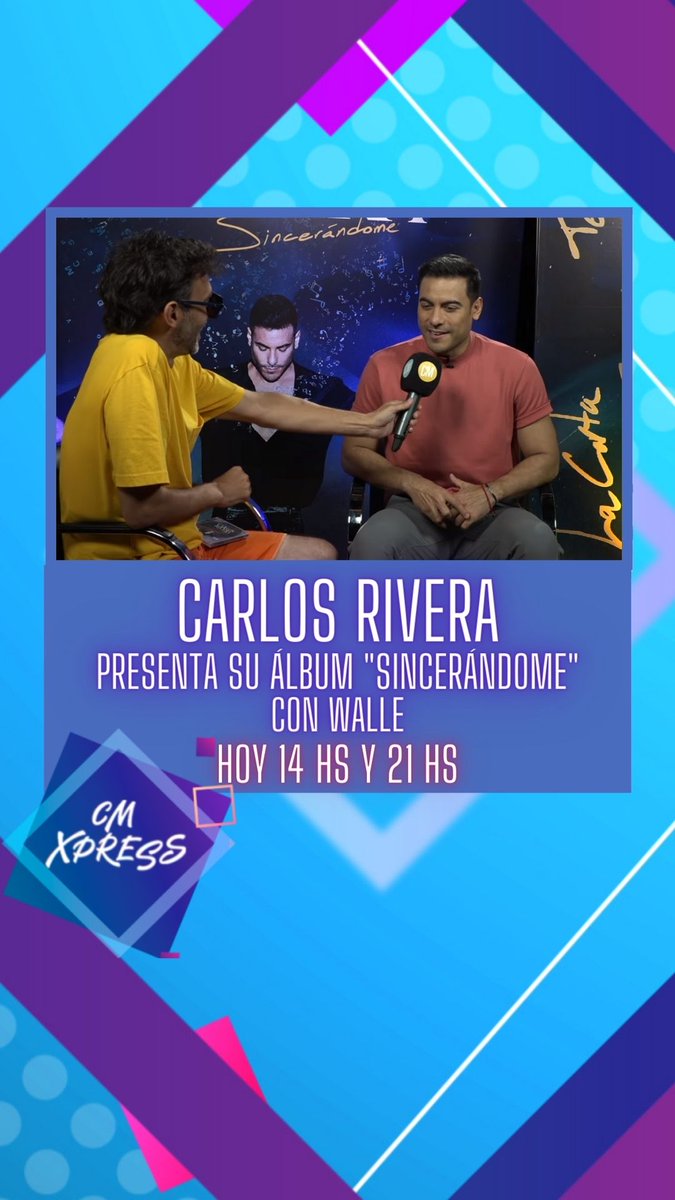 CMMUSICAOK's tweet photo. 😍 ¡14HS Y 21HS CARLOS RIVERA EN CM XPRESS!
🙌 De la mano de Walle, entrevistamos a Carlos Rivera, quien nos conto todo de su nuevo trabajo.
👉¡Miralo! https://t.co/l7xsXeNj02
#CarlosRivera #CMXpress #cmelcanaldelamusica @_CarlosRivera https://t.co/46V0z1BKKk
