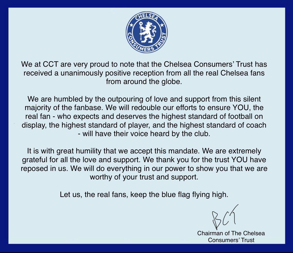 Chelsea Consumers’ Trust ⭐️⭐️ tweet media