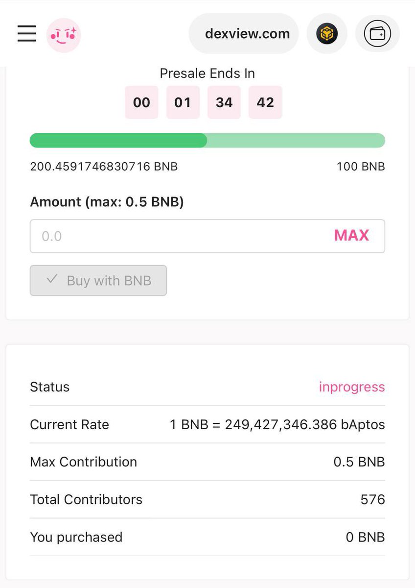 Genesis_D_voice's tweet photo. 📣 We reached 200 BNB with 576 contributions. 

We could have doubled this amount if we hadn't set the max buy as 0.5 BNB. 
We want our investors to feel safe by the knowladge of there will be no whales.
#BNB #BSC #Presale #Pinksale 

https://t.co/0osKijkMgM https://t.co/X9uiEF9n9x