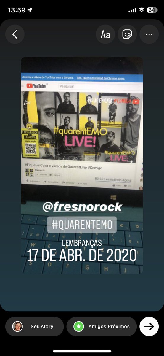 wagnerfresno's tweet photo. Há 3 anos eu estava na frente do meu notebook depois de surtar bastante com aquela rotina horrível de estudos + isolamento + depressão, mas foi vendo a #quarentEMO que me senti vivo, senti emoção, mesmo que distante.
♥️
@fresnorock
@lucasfresno
@vavofresno
@guerrafresno https://t.co/1VGqEFd9Nj