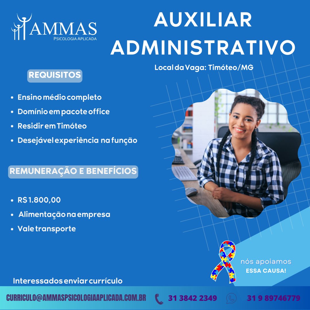 AMMASPsico's tweet photo. ➡Se você está em busca de uma oportunidade, deseja crescer no mercado de trabalho e tem experiência na área, envie o seu currículo com o nome da vaga para: curriculo@ammaspsicologiaaplicada.com.br

#vagasemaberto #oportunidade #valedoaço https://t.co/EOA0YoTfnP