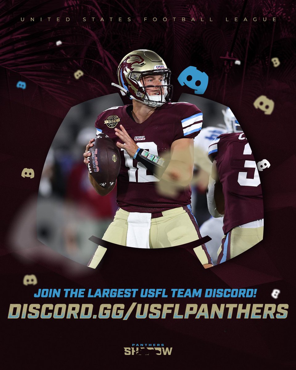 UFLShadow's tweet image. If you're on Discord, you should be on our Panthers Discord. Especially if you're a SEASON TICKET HOLDER, you should be on the Discord for meetups and more.

discord.gg/usflpanthers

#USFL #LetsHunt #TheNolanEffect