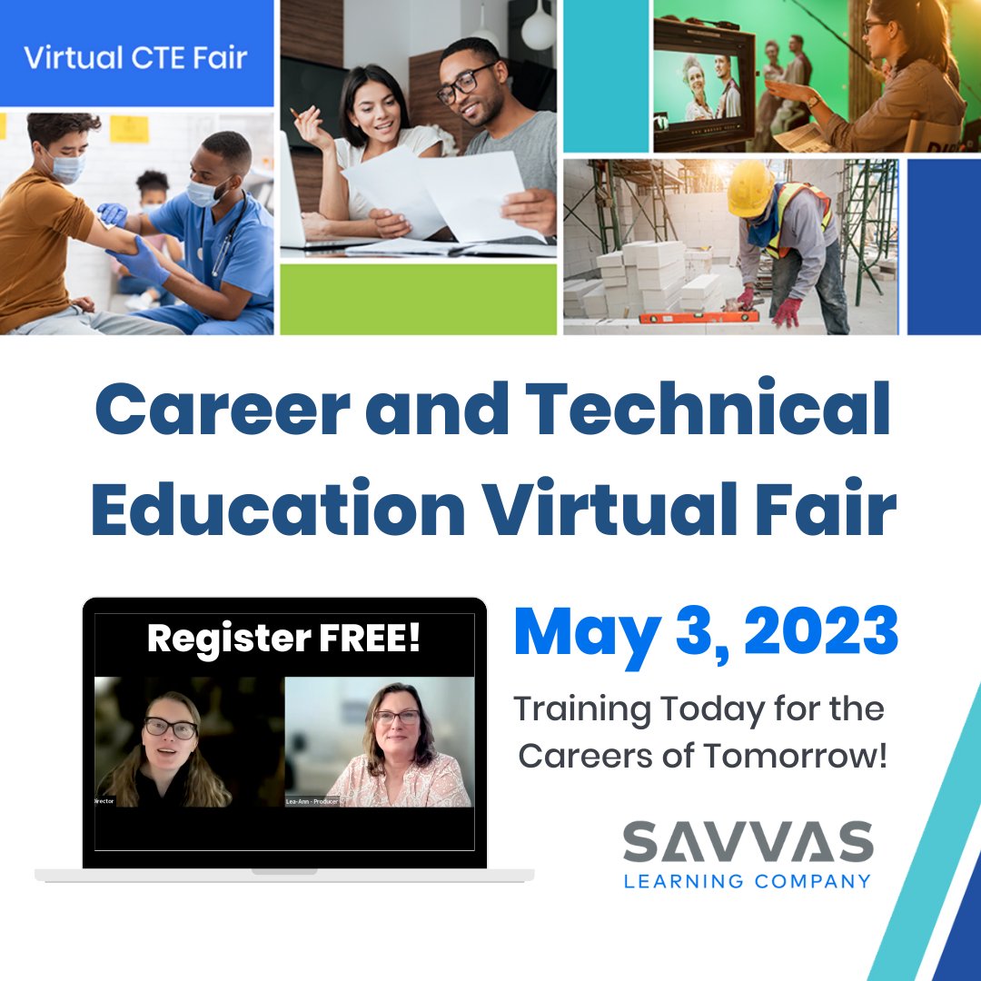💻 You're invited to join our CTE Fair! Sessions feature a highly distinguished lineup of both industry and #CTE experts who will share what it’s like to work in these fields, and the skills needed for success. Register FREE today: ow.ly/IQYK50NKGwj 

#edchat #CareerTechEd