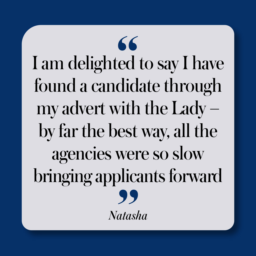 TheLadyMagazine's tweet photo. Testimonials from happy customers of The Lady Recuits 🙌 Looking for household staff? Contact The Lady today to find out how we can help: https://t.co/BMTDbW2UqF
#TheLadymagazine #TheLadyRecruits #recruitment #job #domesticrecruitment #householdstaff #theladyrecruits https://t.co/APf5HvqZD0
