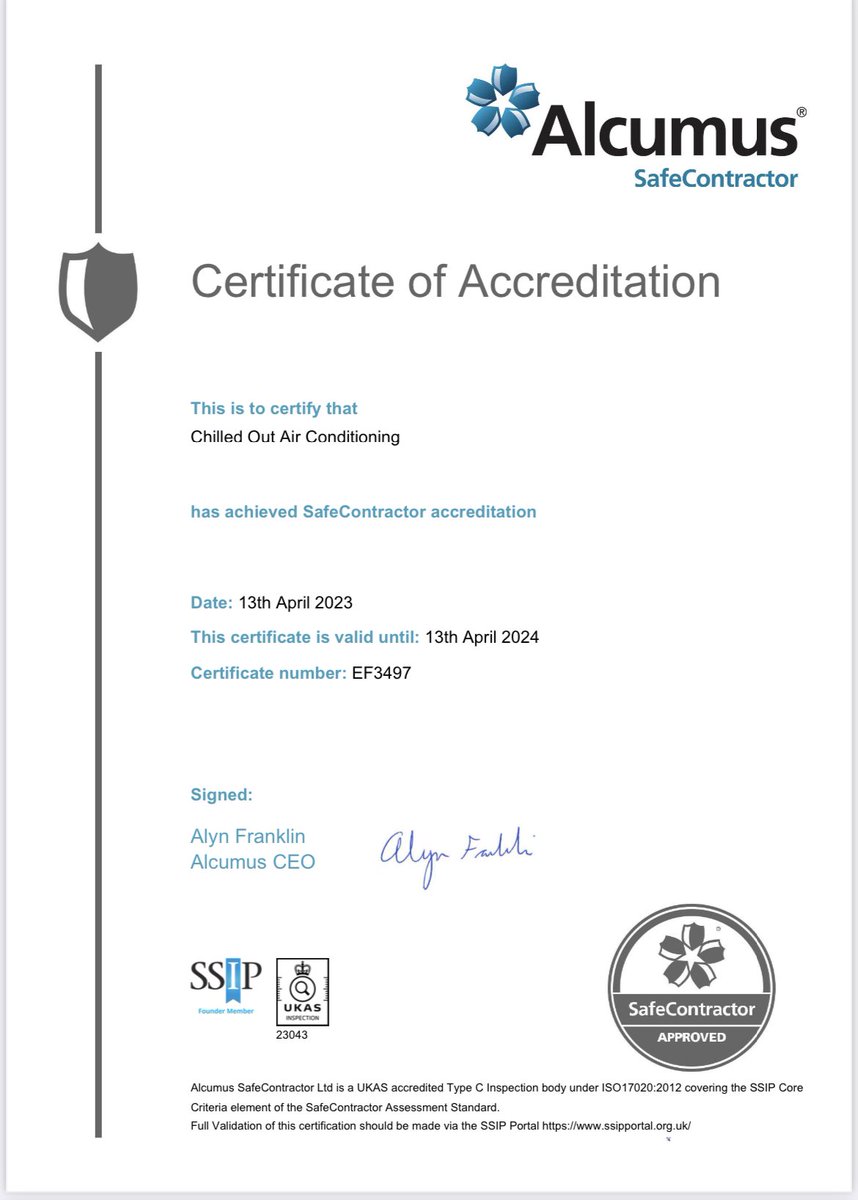 Kevin_Martin71's tweet photo. Chilled Out Air Conditioning are pleased to announce we have been awarded Safe Contractor Accreditation. https://t.co/GyMpoGBNU8
