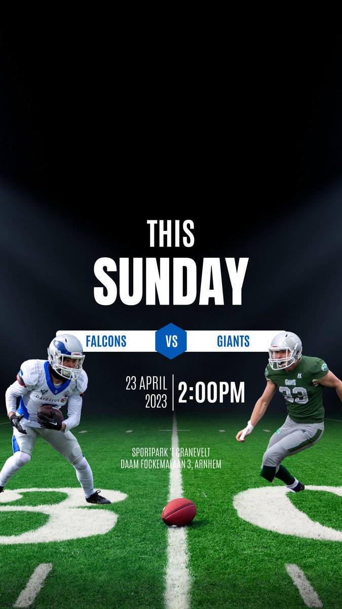 GAME DAY!!

Falcons vs Giants
A.s. zondag nemen de Falcons het opnieuw op tegen de Giants; deze keer in Arnhem. 

Locatie: Sportpark ‘t Cranevelt, Arnhem
Tijd: 14 uur

#afbn #eredivisie #americanfootball #arnhem #arnhemfalcons #groningengiants #gohardorgohome