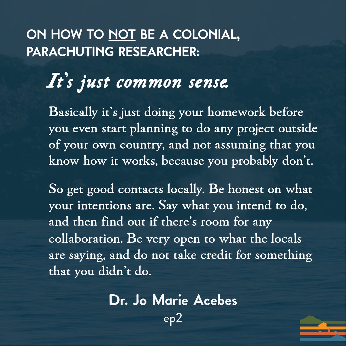 ConsRealist's tweet photo. ...but as we know, common sense isn't that common :P from Doc Jom at @BalyenaOrg on how foreign researchers can avoid parachute, colonial science https://t.co/qGxjMgUoQ0
