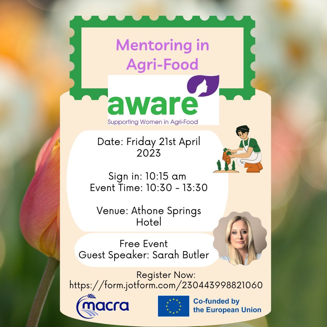 Exciting news for #Foodpreneurs! 🍫👩‍🌾 Join the @AgriwomenAWARE mentor team & special guest Sarah Butler, founder of the @ButlerPodcast & Covid flourished home cooking sensation, for an inspiring afternoon of #Free #networking & #learning! 📅April 21st! ✨Don't miss out!