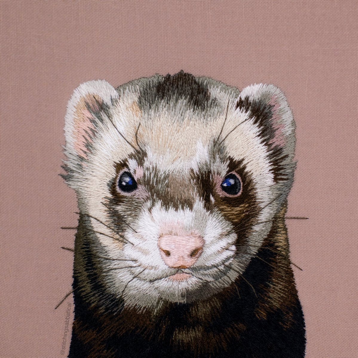 Behold, a hand embroidered portrait of a ferret that I poured my heart and soul into! ✨