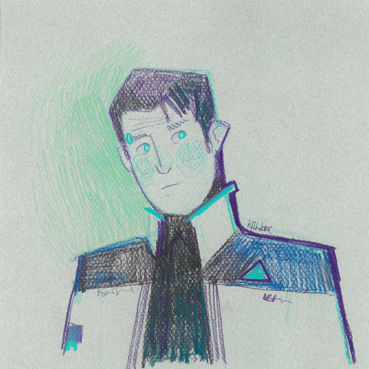 k0Libra's tweet photo. Part 1 of pictures that I’ve sent to the one and only @Vladlen4i_art 💖💖💖 feat #RK900 and #hankcon 
A rare moment of me doing traditional art hehe. These ones were drawn with coloured pencils on some different papers https://t.co/TRKaoWmIfP