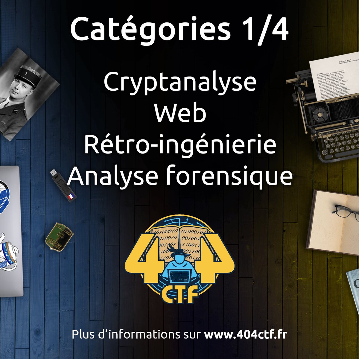 J-25 Avant le lancement du 404 CTF !

Au programme des catégories, les 4 premières sont :  
-Cryptanalyse 
-Web
-Rétro-ingénierie
-Analyse forensique

Ouverture des inscriptions le 28 avril sur 404ctf.fr. Prochaine révélation dans une semaine, restez attentifs ! 😉