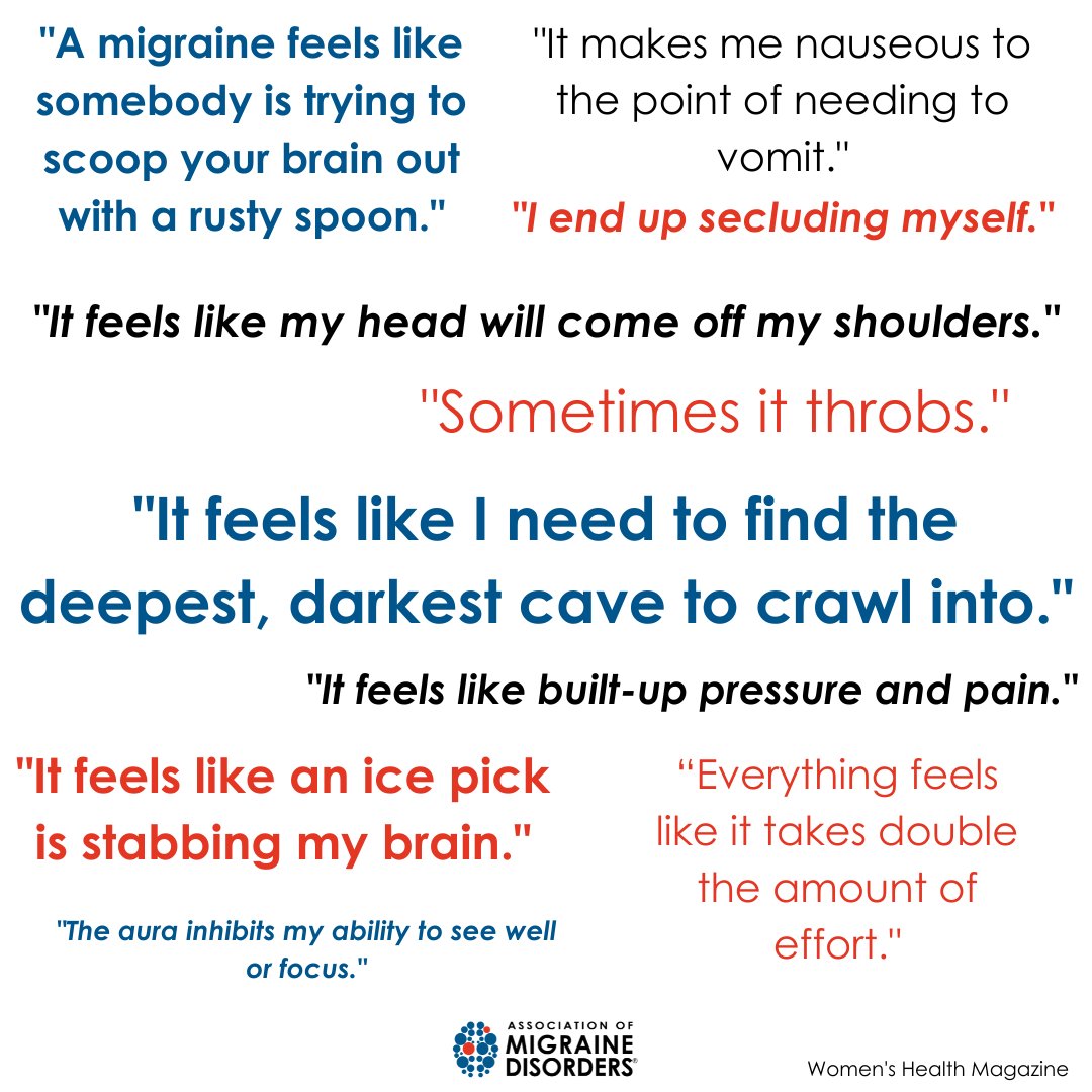 In an article by Women's Health Magazine, 14 people explain what a #migraine feels like. What does a migraine feel like to you?

Read article: bit.ly/3TCTvUd