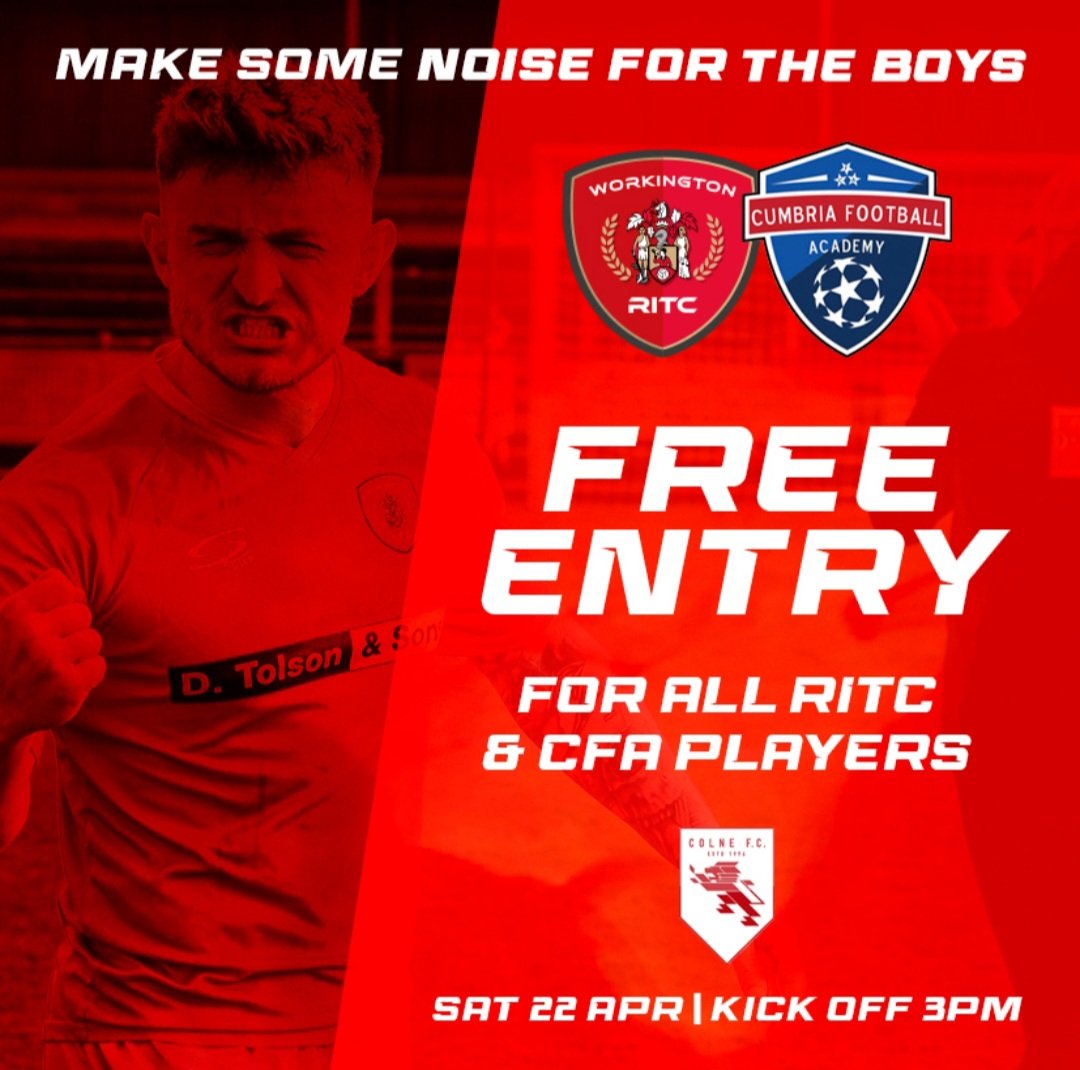Workington AFC (@workingtonafc) on Twitter photo 𝗠𝗮𝗸𝗲 𝘀𝗼𝗺𝗲 𝗻𝗼𝗶𝘀𝗲 𝗳𝗼𝗿 𝘁𝗵𝗲 𝗯𝗼𝘆𝘀! 🥁
It's our final league game of the season this Saturday and we are giving free entry to all <a href="/RedsInTheCom/">RedsInTheCommunity</a> & <a href="/CumbriaAcademy/">Cumbria Football Academy</a> Tickets available from the club office and link below ⬇️
workingtonafc.ktckts.com/event/wkt2223h…
🔴⚪️ #COYR 𝗠𝗮𝗸𝗲 𝘀𝗼𝗺𝗲 𝗻𝗼𝗶𝘀𝗲 𝗳𝗼𝗿 𝘁𝗵𝗲 𝗯𝗼𝘆𝘀! 🥁
It's our final league game of the season this Saturday and we are giving free entry to all <a href="/RedsInTheCom/">RedsInTheCommunity</a> & <a href="/CumbriaAcademy/">Cumbria Football Academy</a> Tickets available from the club office and link below ⬇️
workingtonafc.ktckts.com/event/wkt2223h…
🔴⚪️ #COYR