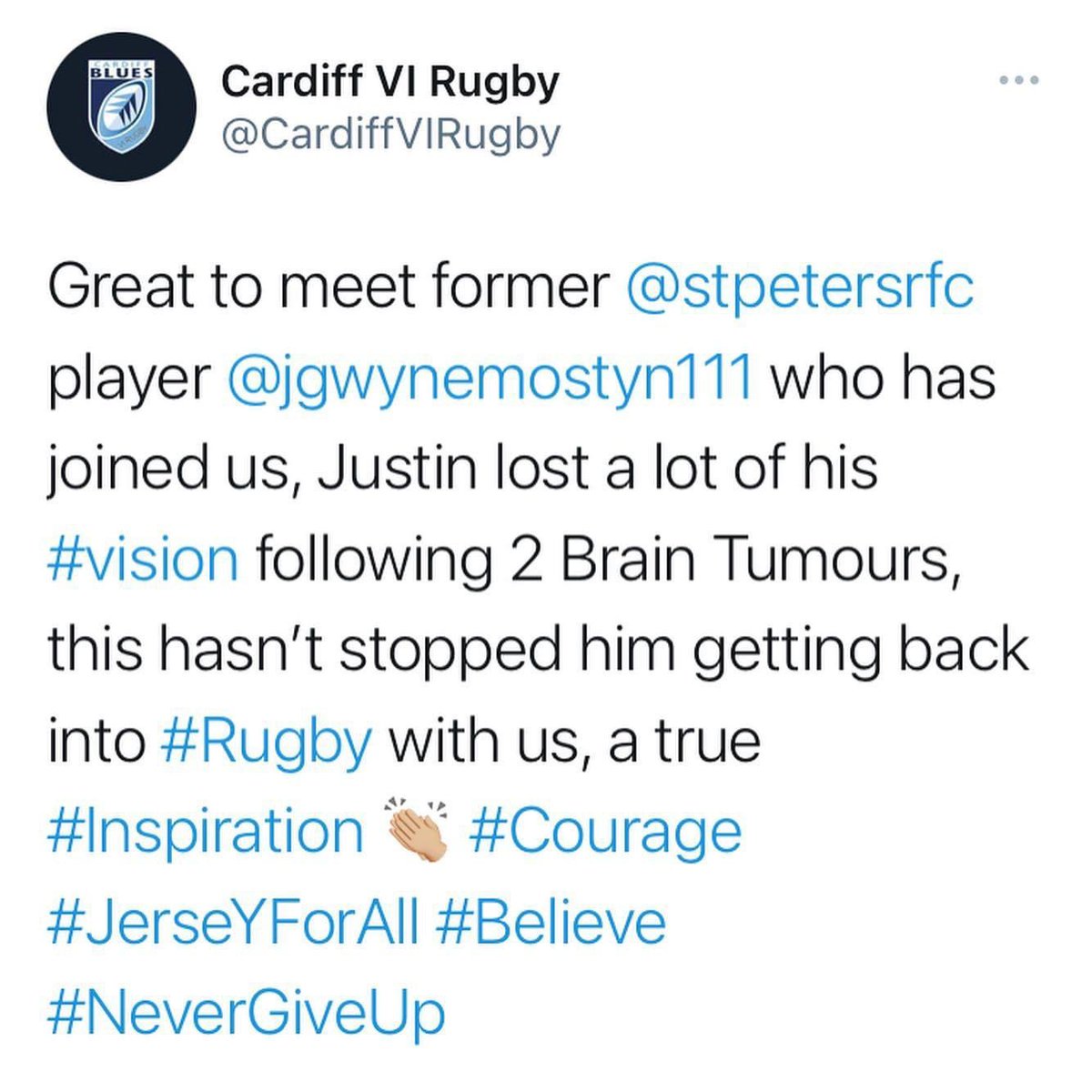 Two years ago today I met @GBlindlad for him to invite me to join @CardiffVIRugby 💪🏉