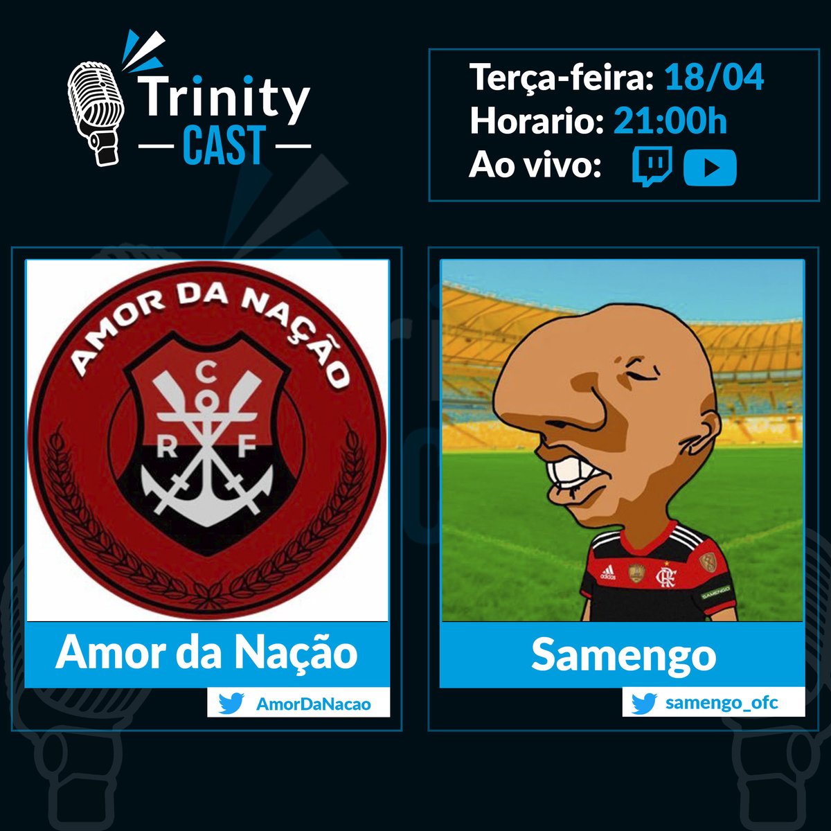 tpixstudios's tweet photo. O TRINITYCAST VOLTOU!!! 

AMANHÃ [17/04 - 21:00 Hrs] -
@AmorDaNacao @samengo_ofc 
Ao vivo no TrinityCast  📷📷📷 #TrinityCast #Podcast #flowpodcast #podpah #flow #TrinityPodcast #TrinityPlus #TrinityCastPlus https://t.co/YGhrgPBUjO