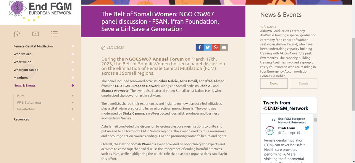 Belt of Somali Women (@beltsomaliwomen) on Twitter photo We appreciate <a href="/ENDFGM_Network/">End FGM European Network</a> for highlighting our last month's event on their wonderful website. Also thanks goes to <a href="/diakatop10/">Diaka Camara</a> for excellent hosting the event and RTD Djibouti for covering the event.
(youtube.com/watch?v=nmadppâŠ) 31:16. We appreciate <a href="/ENDFGM_Network/">End FGM European Network</a> for highlighting our last month's event on their wonderful website. Also thanks goes to <a href="/diakatop10/">Diaka Camara</a> for excellent hosting the event and RTD Djibouti for covering the event.
(youtube.com/watch?v=nmadppâŠ) 31:16.