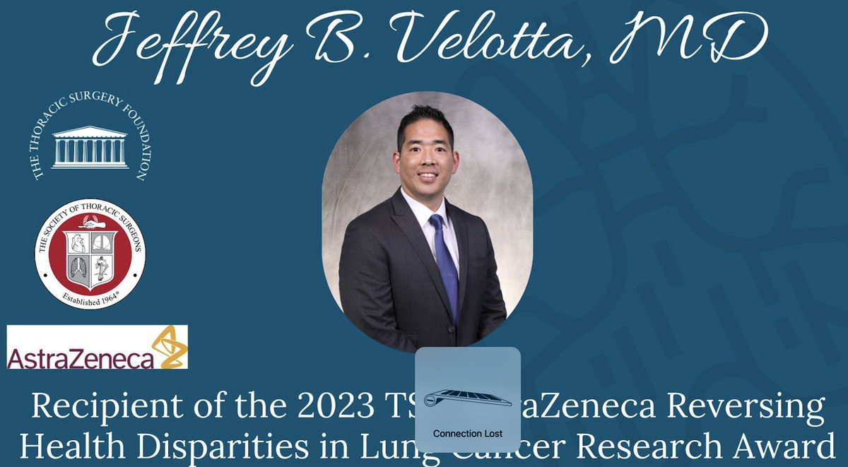 Congratulations @JVelottaMD @kpnorcal @PermanenteDocs! Great to see @CTSurgeryFdn recognize your #healthdisparities research and your work with @KPDOR's @LoriSakoda!  #lungcancer #societyofthoracicsurgeons #thoracicsurgery #thoracic #surgicalsurgeons