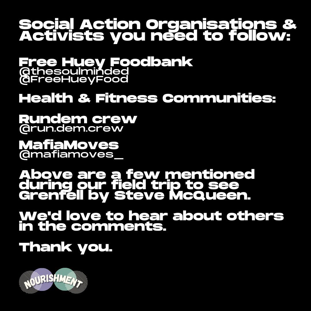 Nourishment_tw's tweet photo. During our conversations after the Grenfell exhibition - we created a list of organisations doing incredible work to support and join! 

Please share and comment any organisations/people bringing change or creativity to your community/life. https://t.co/qK3LTQ7tD6