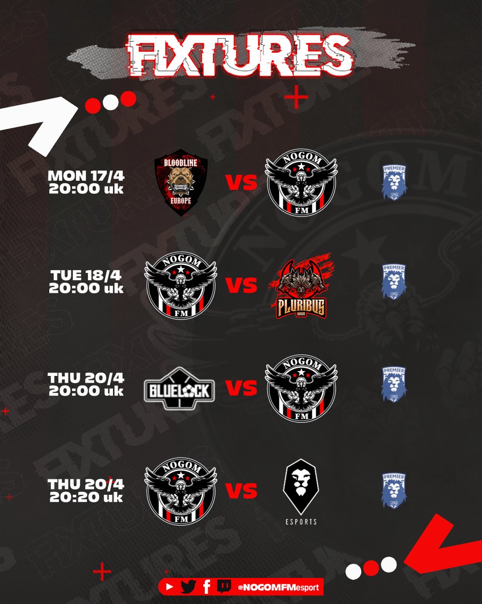 🏆VPG English Premier PS4 WEEK 1 Fixtures
<a href="/OfficialVPG/">Virtual Pro Gaming</a>  

🆚Bloodline Europe
🆚Pluribus Unum
🆚Blue Lock
🆚Salford City

🖌️~ <a href="/PhantomDesign21/">Phantom Designs</a> 

#GGFM I #fifa23 I #proclubsfifa