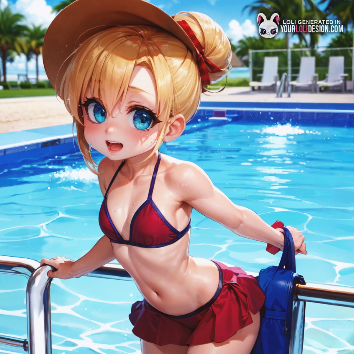 daily_loli_ia's tweet photo. "Having a blast at the pool today! 🌞💦 Time for some fun in the sun! 😎🌴

#lolidesign #customizedlolis #anime #loli #lolis #AIart #AIイラスト #stableDifusion #designyourloliwithme https://t.co/dVEGj2PA5u