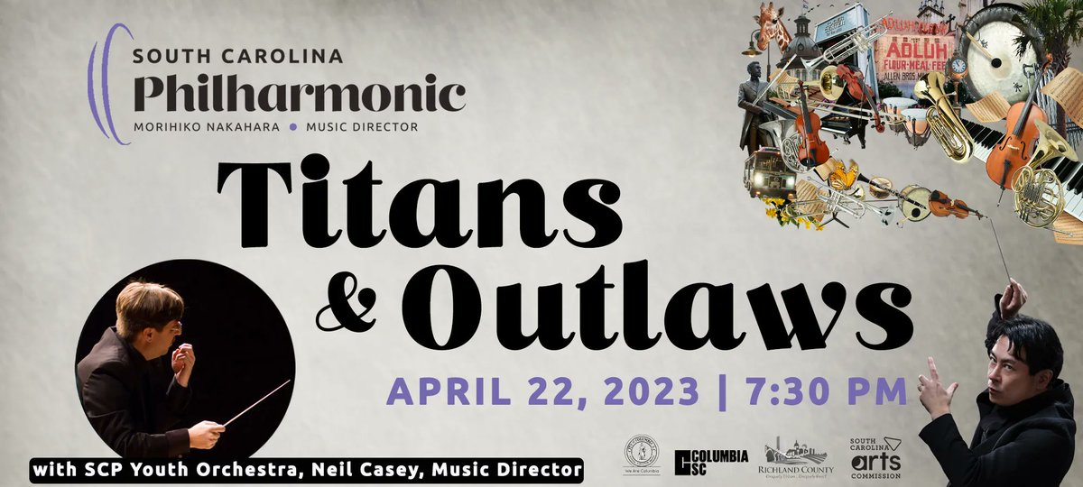 KogerCenter's tweet photo. @SCPhil presents Titans &amp; Outlaws. @TheSCPYO joins the SC Phil for this piece, so saddle up, giddy-up and join us for the last concert of the 2022/2023 Masterworks Series. Tickets 👉 https://t.co/S7FjkxMfIK. https://t.co/fSxTPua8T6
