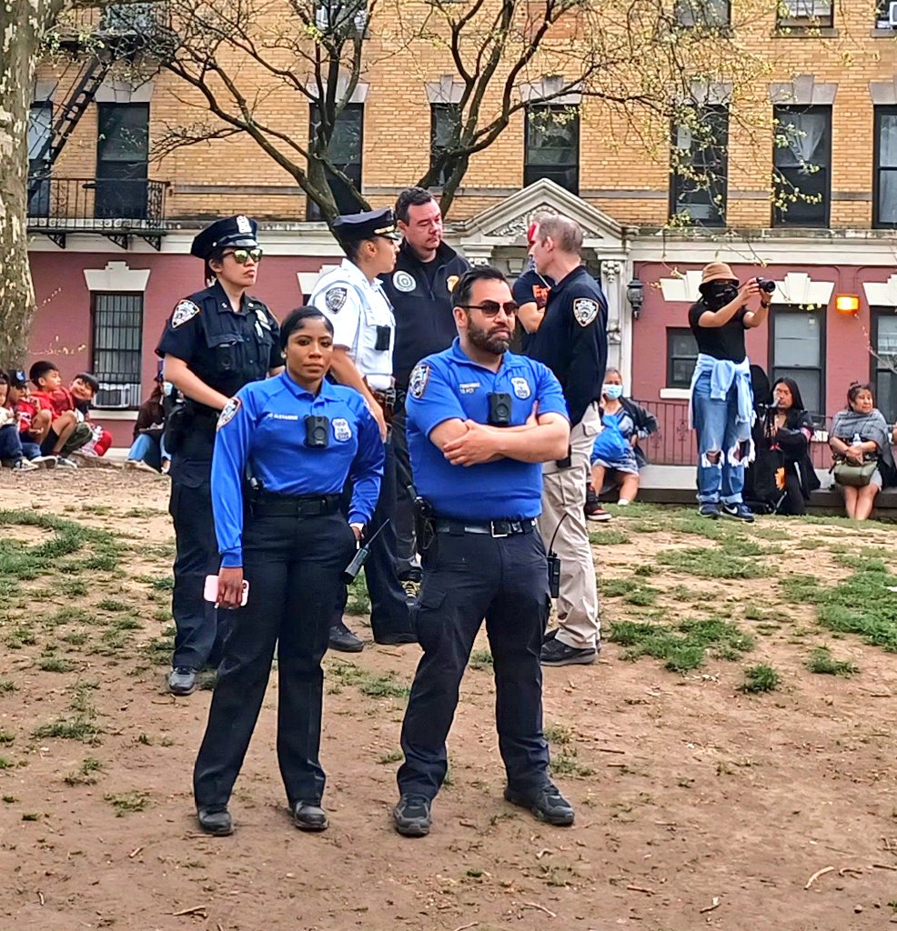A large coalition of groups showed up in the park in Sunset Park, Brooklyn yesterday to play drums, speak out, &amp; show solidarity w/ Plaza Tonatiuh. The Plaza has faced intense repression by NYPD &amp; NYC Parks cops recently. Only a handful of NYPD cops were visible yesterday though.