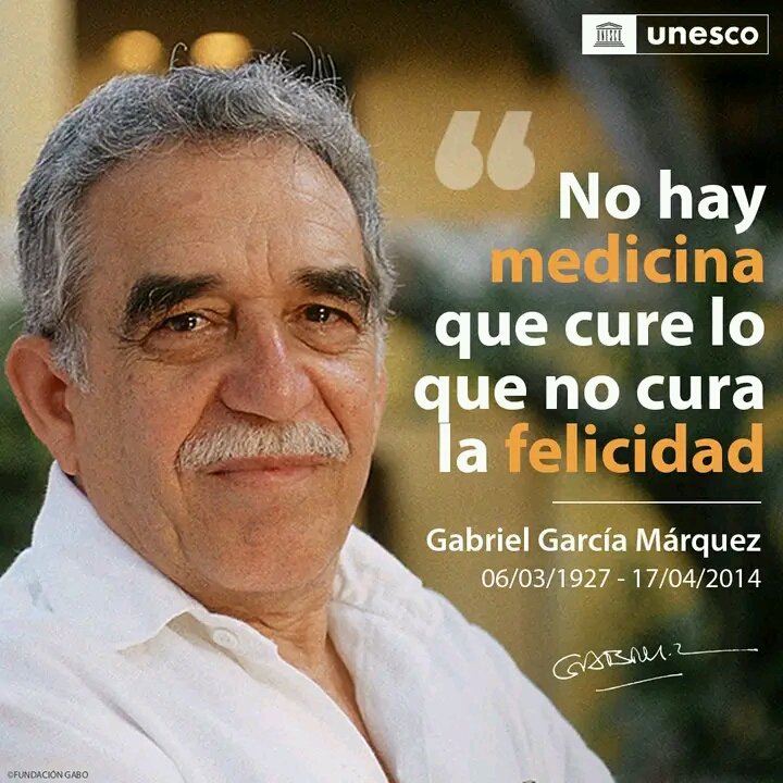 Un día como hoy nos dejó Gabriel García Márquez;  de los más grandes escritores colombianos y universales. Deja una obra inmensa para América Latina y el Caribe, fue  militante apasionado de los derechos humanos y de la libertad de información. 
<a href="/CubaMined/">MINED</a> 
<a href="/dpesanct/">DGEsanct-Spiritus</a>
<a href="/EmbacubaCol/">Embajada de Cuba en Colombia</a>