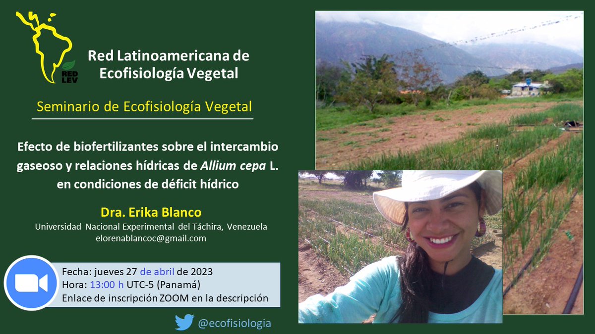 ecofisiologia's tweet photo. Buenas! Ya llega nuestro próximo seminario de la mano de la Dra. Erika Blanco. Se realizará el jueves 27/04. Inscripción en el link:
https://t.co/ouYZYFknql https://t.co/iz8bhrqCjw