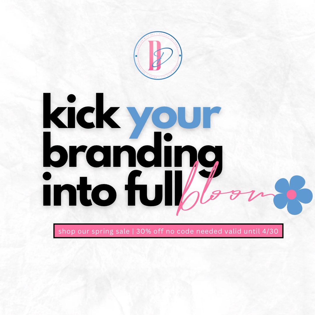 _DesignWithDes's tweet photo. kick your branding into full BLOOM and shop our spring sale. 🌸

All services are 30% off , no code needed. | Valid until 4/30 

&amp; don’t forget to sign up for our loyalty rewards program to receives to redeem $$$ off of future services |  https://t.co/eVEIwWJgKM

#graphicdesign https://t.co/SiNfOsIj5W